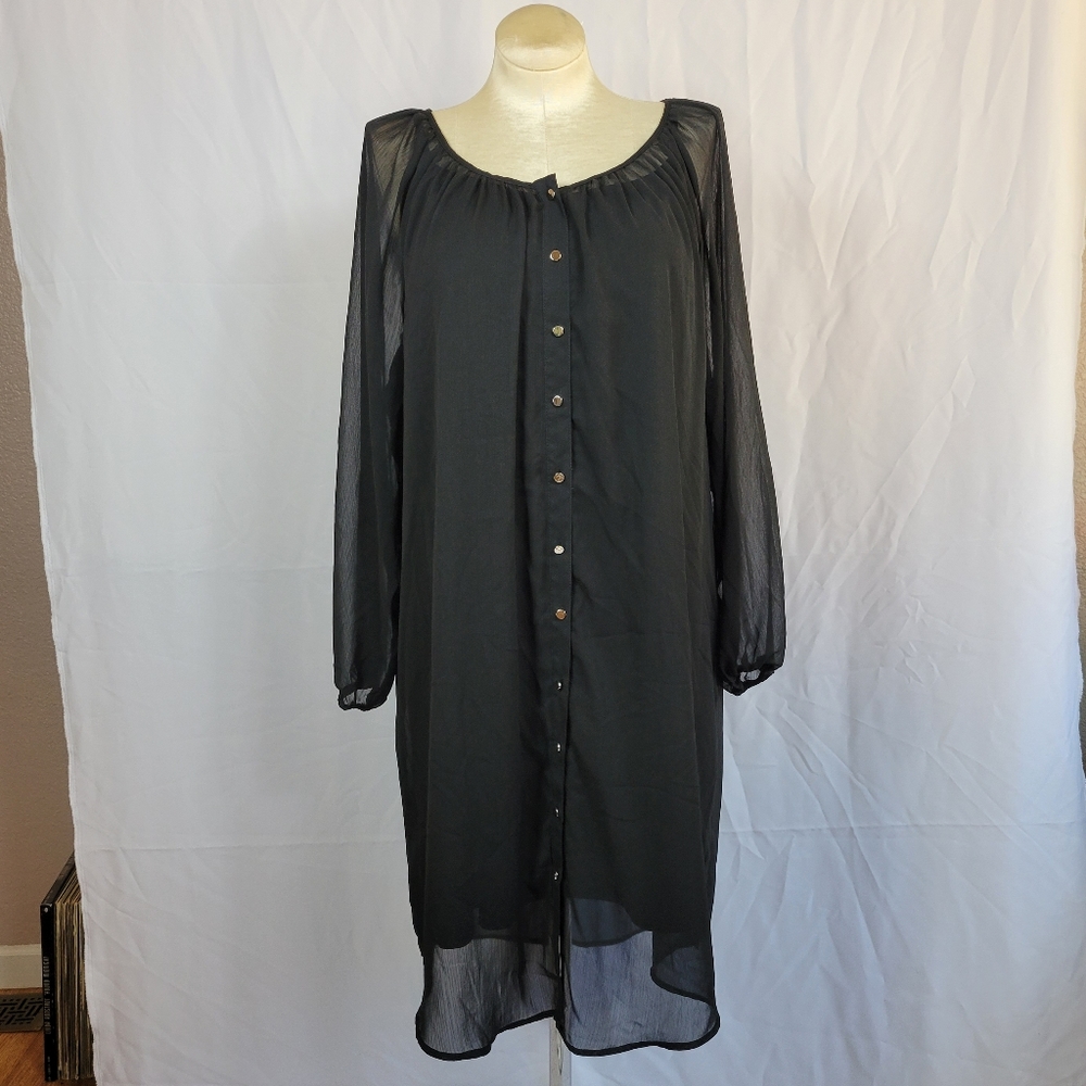 Plus Size 2X 16/18/20 Pure Energy Black Full Sleeve Dress Goth Witchy